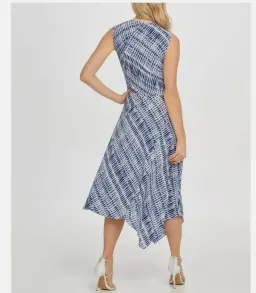 DKNY Vneck Wrap Colorblock Panel Dress Print Size 16  for rent on The Volte - image 3