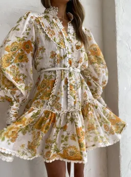Alemais Songbird Mini Dress Print Yellow Size 8 for rent on The Volte - image 3