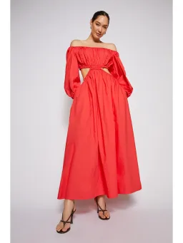 Scanlan Theodore Parachute Cotton Gather Dress Poppy Size AU 10 for rent on The Volte - image 2