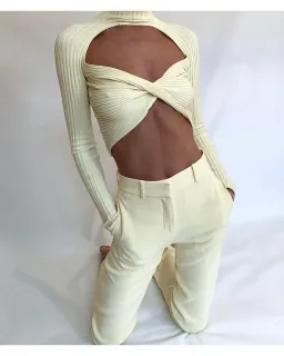 Dion Lee Cady Vented Trouser Yellow Size AU 6 for rent on The Volte - image 2