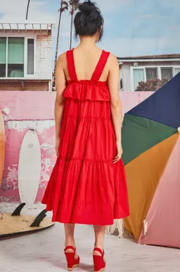 Trelise Cooper What's Flowing On Dress Red Size 12 for rent on The Volte - image 3