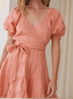 Kivari Alice Wrap Mini Dress Orange Size 12 for rent on The Volte - image 7