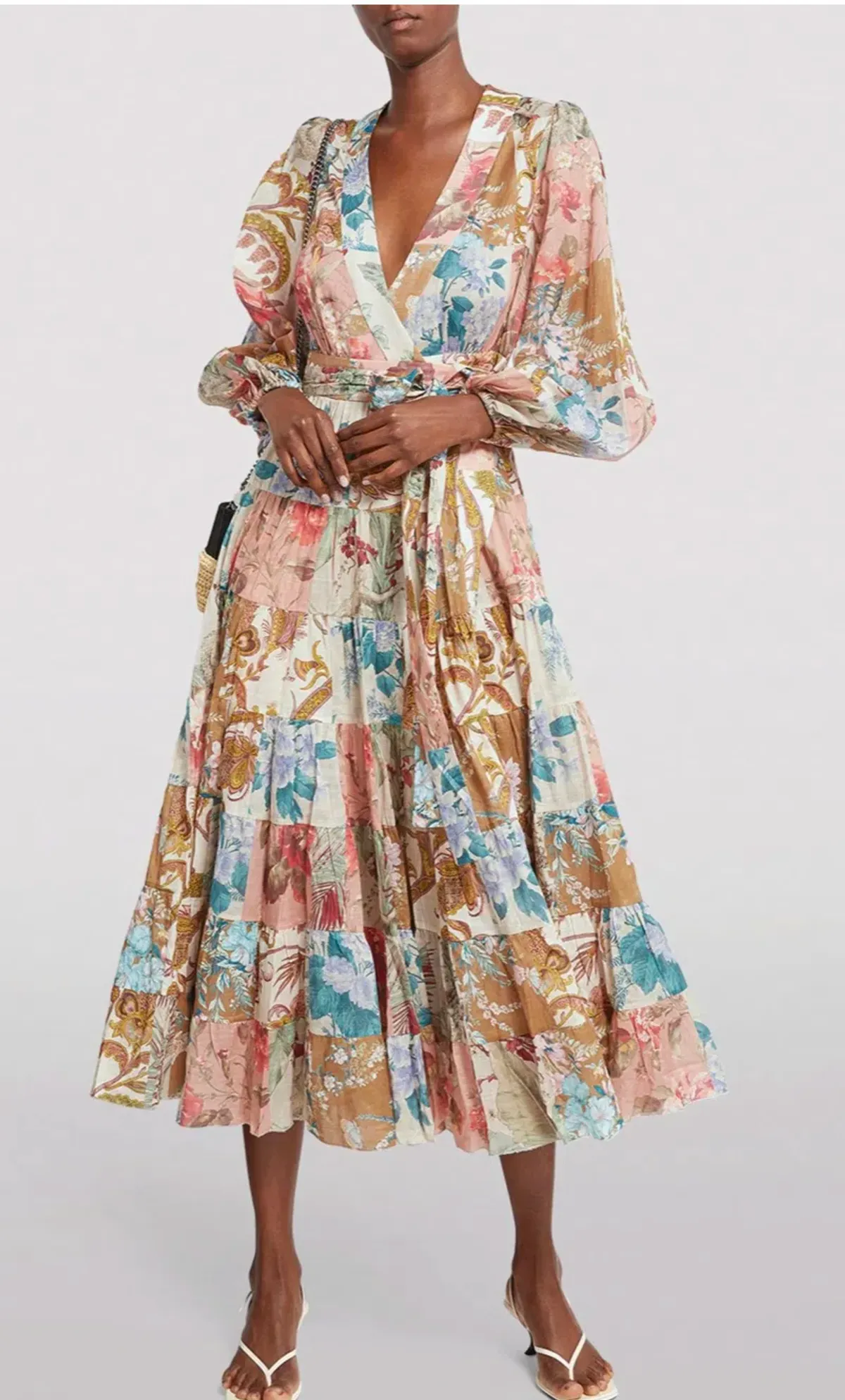 Zimmermann Cassia Patch Wrap Midi Dress Print Size 16 - Image 4
