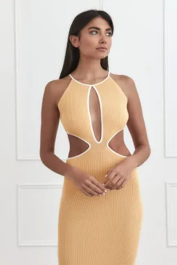 San Sloane Adrian Rib Midi Dress Yellow Size 8  for rent on The Volte - image 4