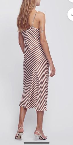 Silk laundry 90’s silk slip dress toffee stripe Size 10 for rent on The Volte - image 2