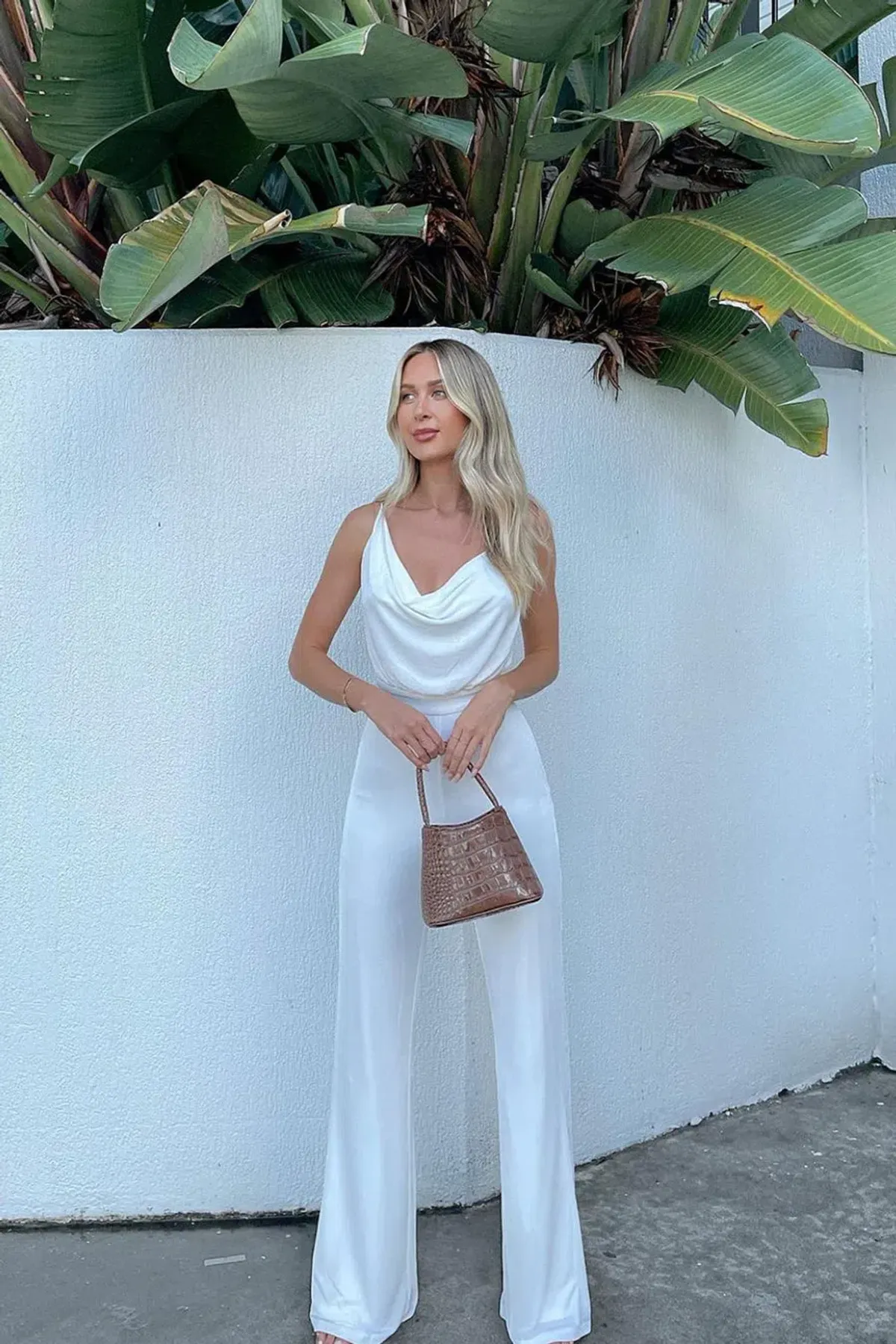 MISHA Moyra Slinky Jumpsuit Ivory White Size 12 - Image 3