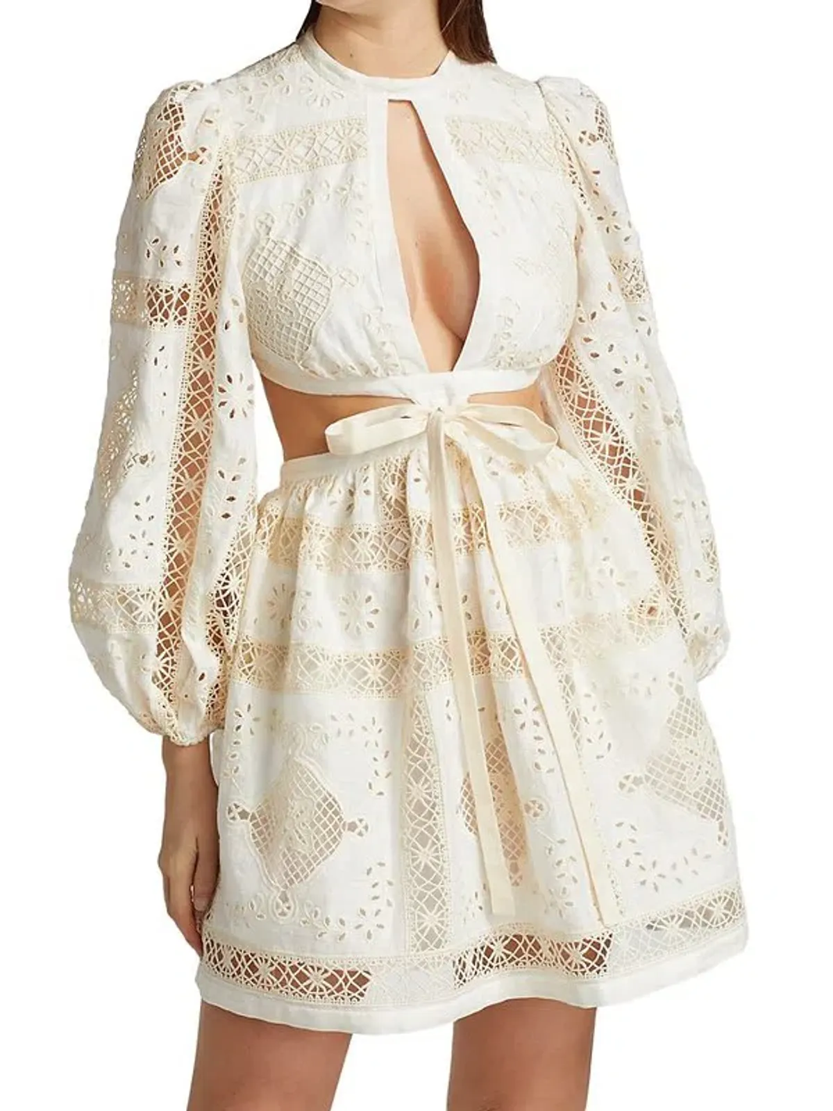 Zimmermann Aliane Embroidered Short Dress Ivory Size 0 / AU 8 - Image 2