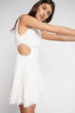 Aje Mirage Organza Cut Out Mini Dress Ivory Size 4 for rent on The Volte - image 4