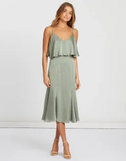 Chancery Bec Cocktail Satin Dress in Sage Green Size  6 for rent on The Volte - image 1