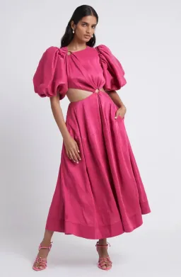  Aje Vanades Cut Out Ring Midi Dress Pink Size 10 for rent on The Volte - image 1