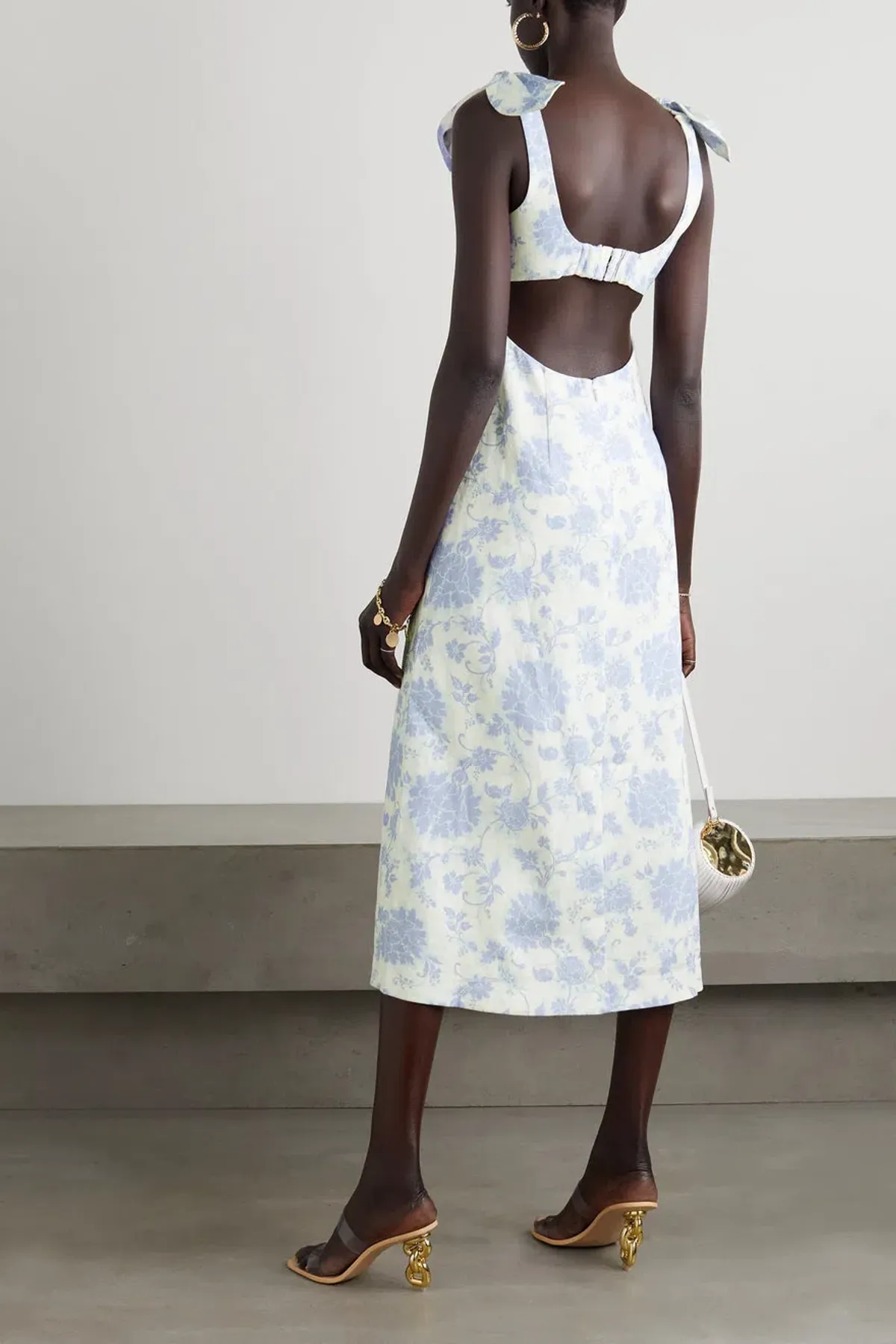 Zimmermann The Postcard Tie Shoulder Midi Dress Blue Tonal Floral Size 0 / AU 8 - Image 2
