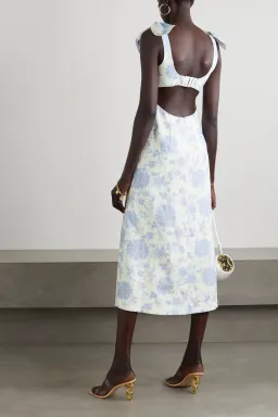 Zimmermann The Postcard Tie Shoulder Midi Dress Blue Tonal Floral Size 0 / AU 8 for rent on The Volte - image 2