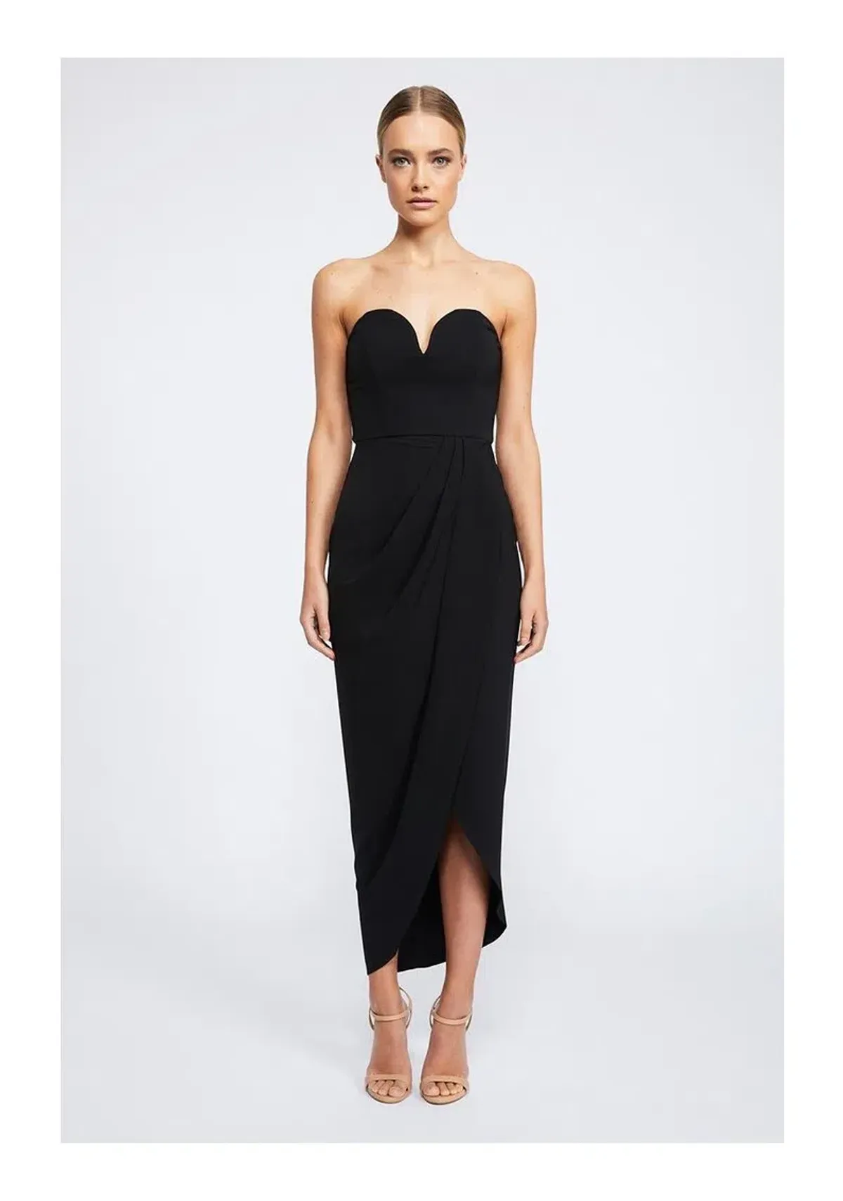 Shona Joy V-wire Bustier Draped Maxi Dress Black Size 6 - Image 1