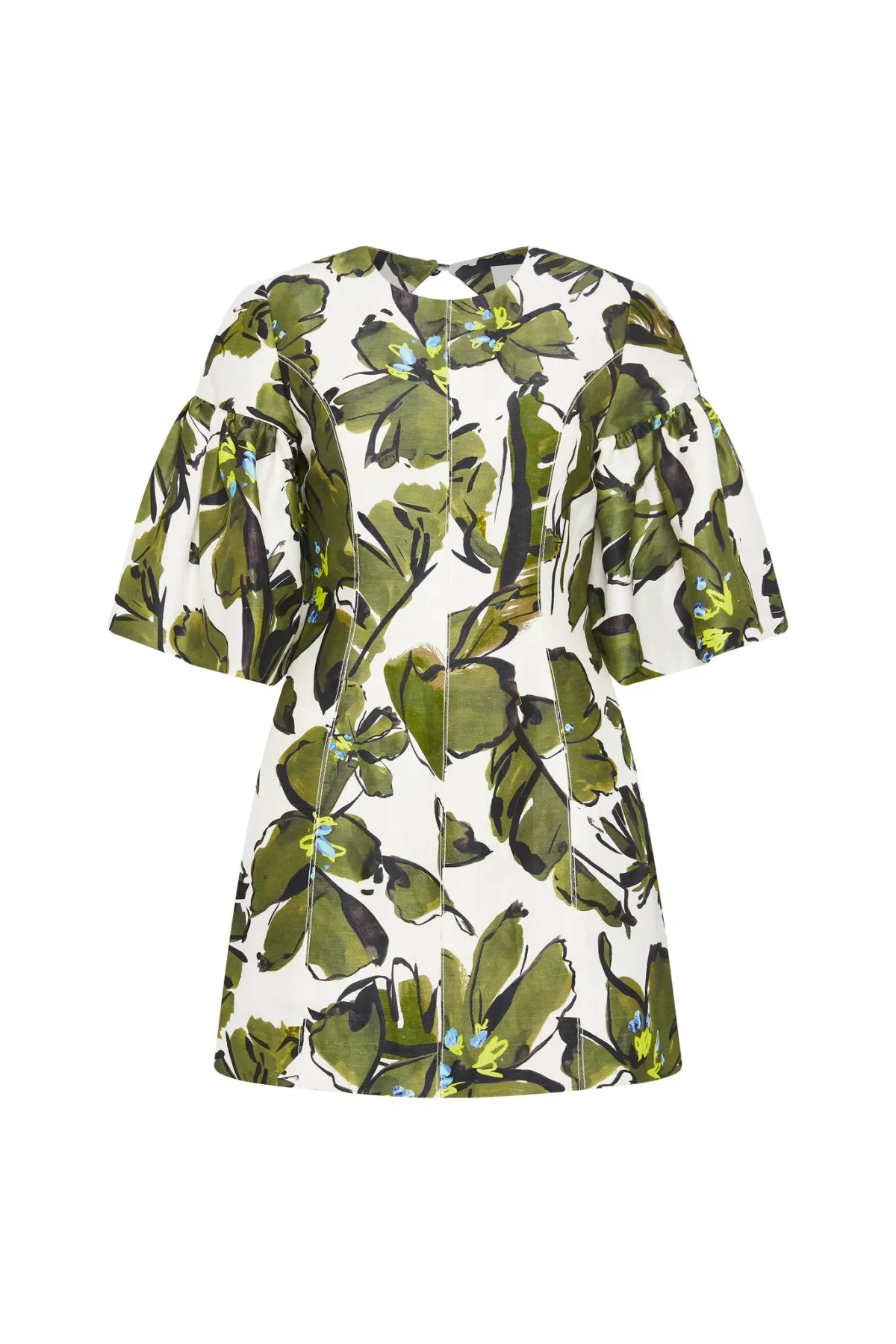 Aje Oasis Olive Leaf Cut Out Mini Dress Print Size 8 - Image 4
