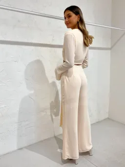 By Johnny Mimi Top and Wide Leg Pant Set Cream Size 10  for rent on The Volte - image 5