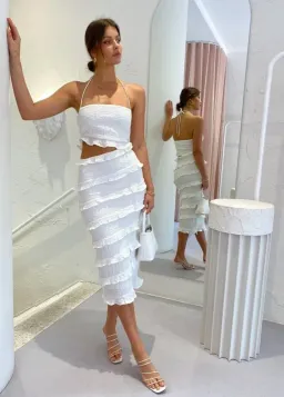 By Nicola Halo Midi Dress White Size 10 for rent on The Volte - image 6
