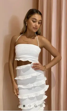 By Nicola Halo Midi Dress White Size 10 for rent on The Volte - image 7