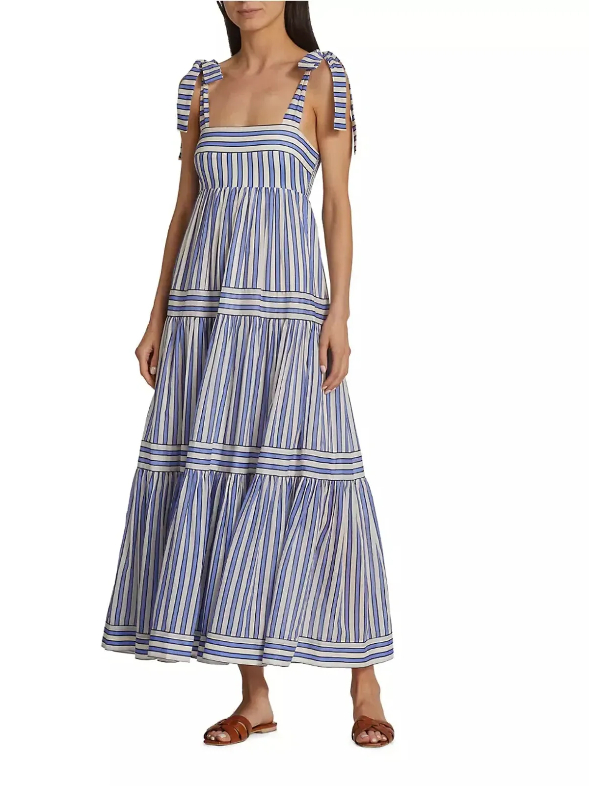 Zimmermann Verity Striped Tiered Maxi Dress Blue Stripe Size 0 / AU 8 - Image 1