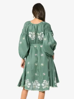 Innika Choo Hugh Jesmock Green Midi Smock Dress One Size for rent on The Volte - image 2