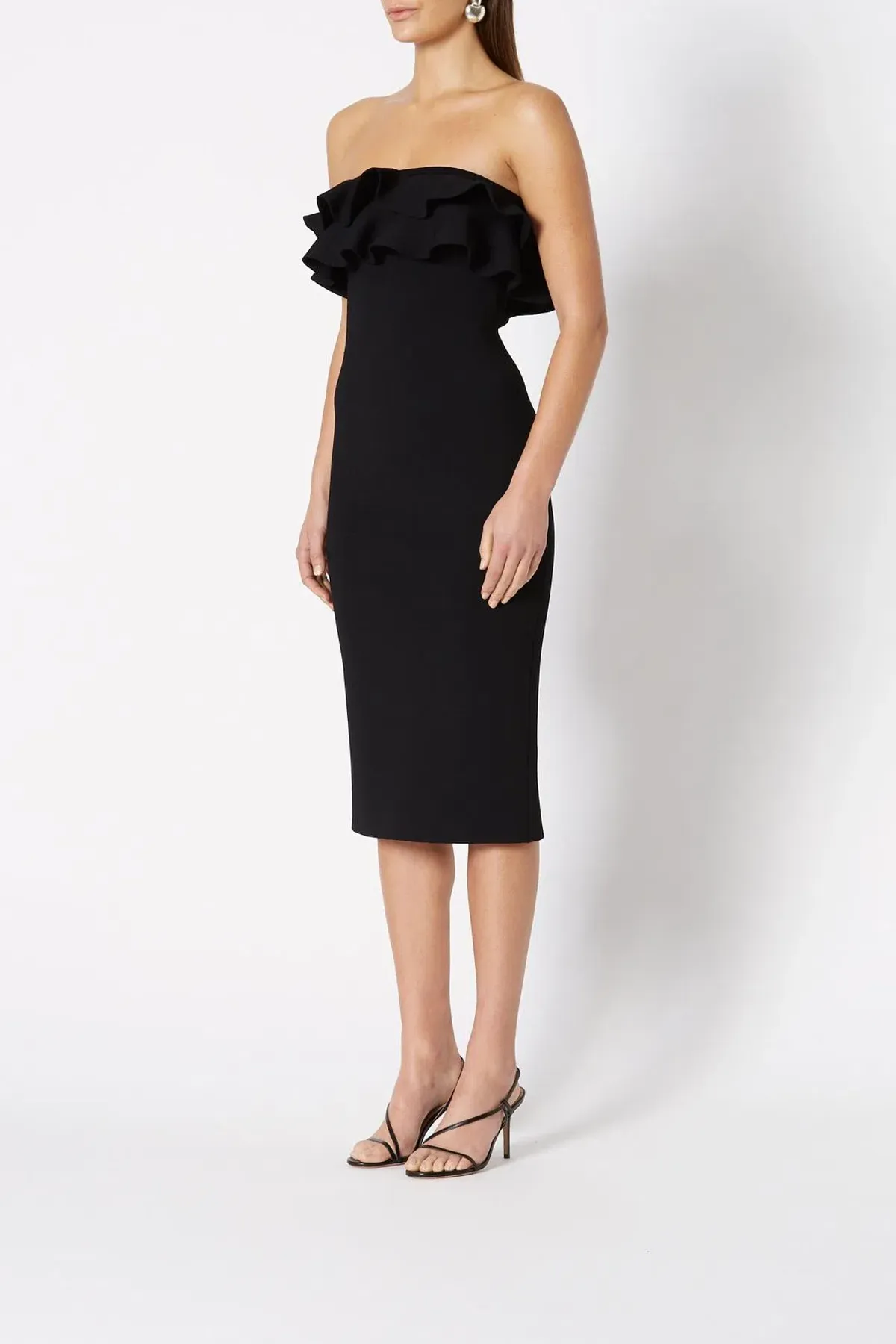 Scanlan Theodore Crepe Knit Strapless Dress Black Size 6 - Image 3
