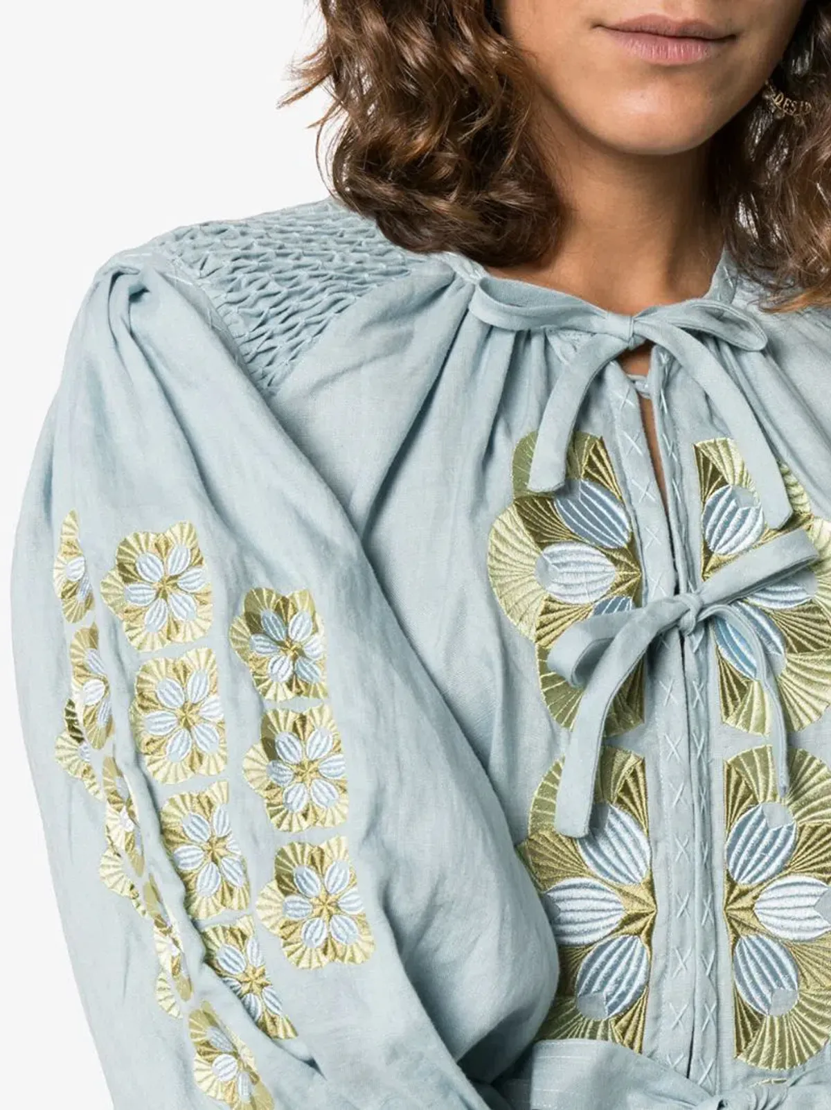 Innika Choo Sir Kulksware Blue Midi Smock Print Dress One Size - Image 5