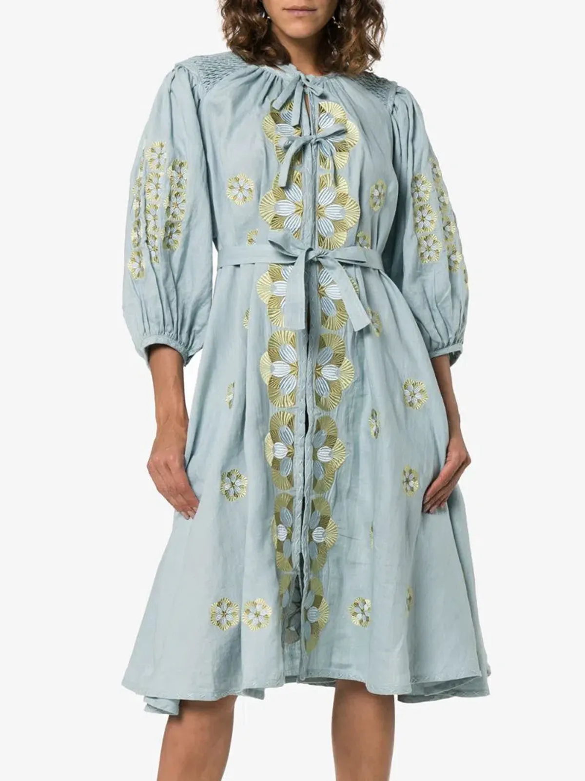 Innika Choo Sir Kulksware Blue Midi Smock Print Dress One Size - Image 3