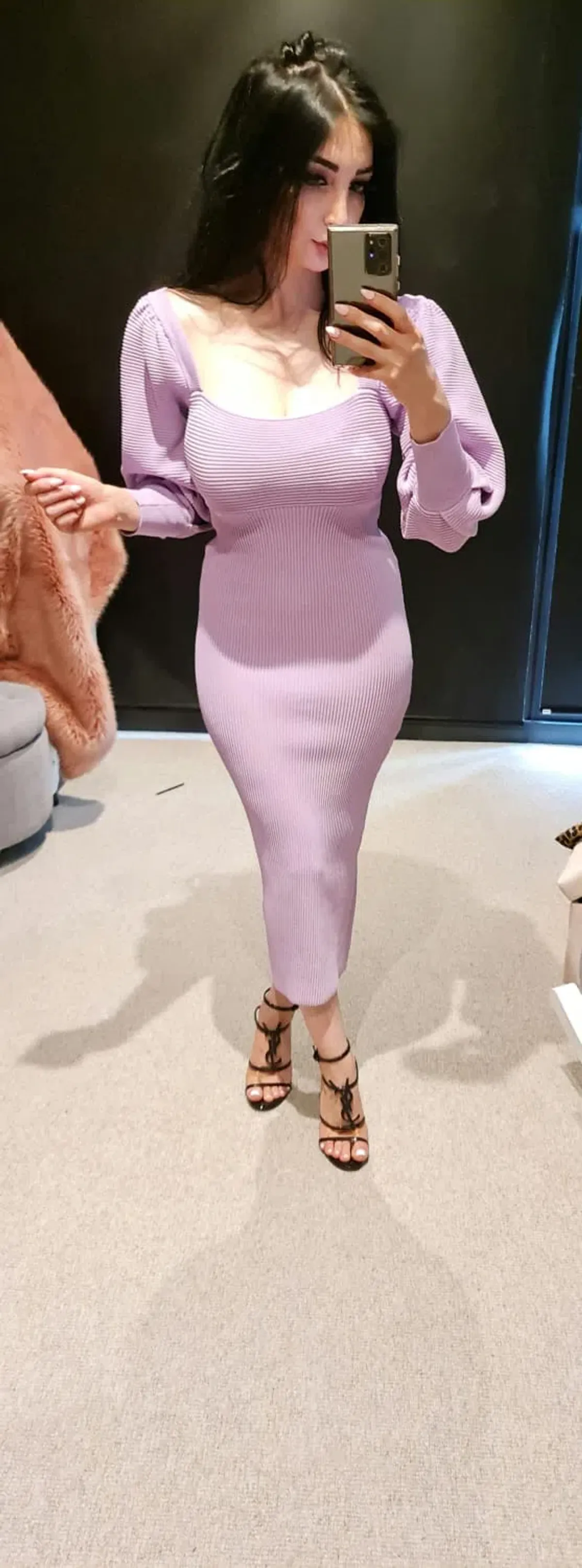 Sheike Bonnie Knit Midi Dress Lilac Purple Size 6 - Image 5