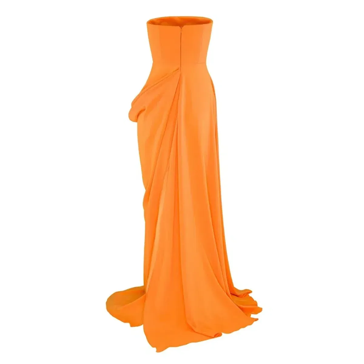 Alex Perry Reed Draped Crepe Gown Orange Size 6 - Image 3