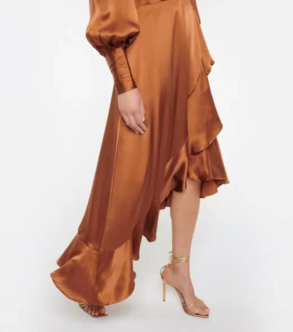 Zimmermann Silk Wrap Midi Dress Brown Size 12  - Image 3
