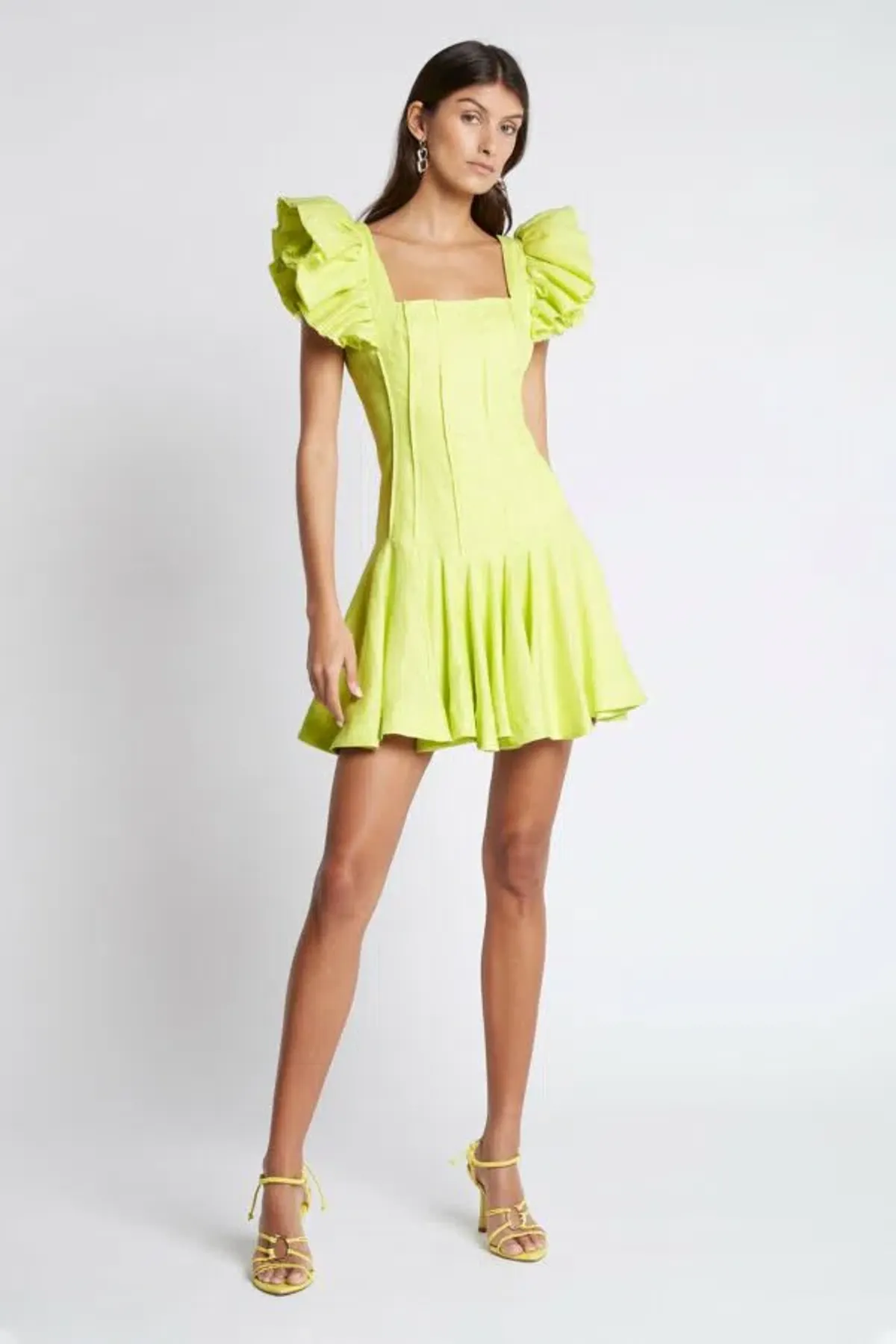Aje Breathless Frill Sleeve Mini Dress Green Size 8 - Image 1
