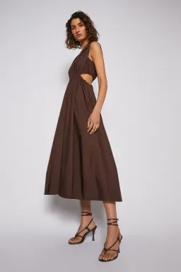 Scanlan Theodore Cotton Drawcord Dress Brown Size 8 for rent on The Volte - image 2