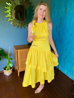 Aje Caliente Cutout Tiered Dress Daisy Yellow Size 12 for rent on The Volte - image 1