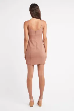 Kookai Oyster Scoop Neck Mini Dress Brown Size 8 for rent on The Volte - image 2