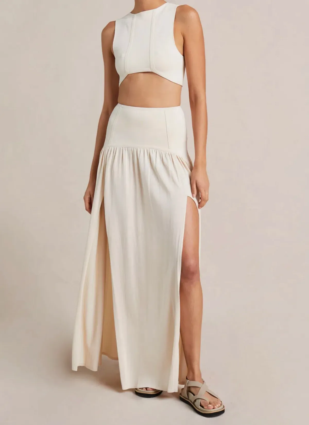Bec & Bridge Amalia Knit Twist Top Size 6 and Maxi Skirt Size 8 Set Cream - Image 2