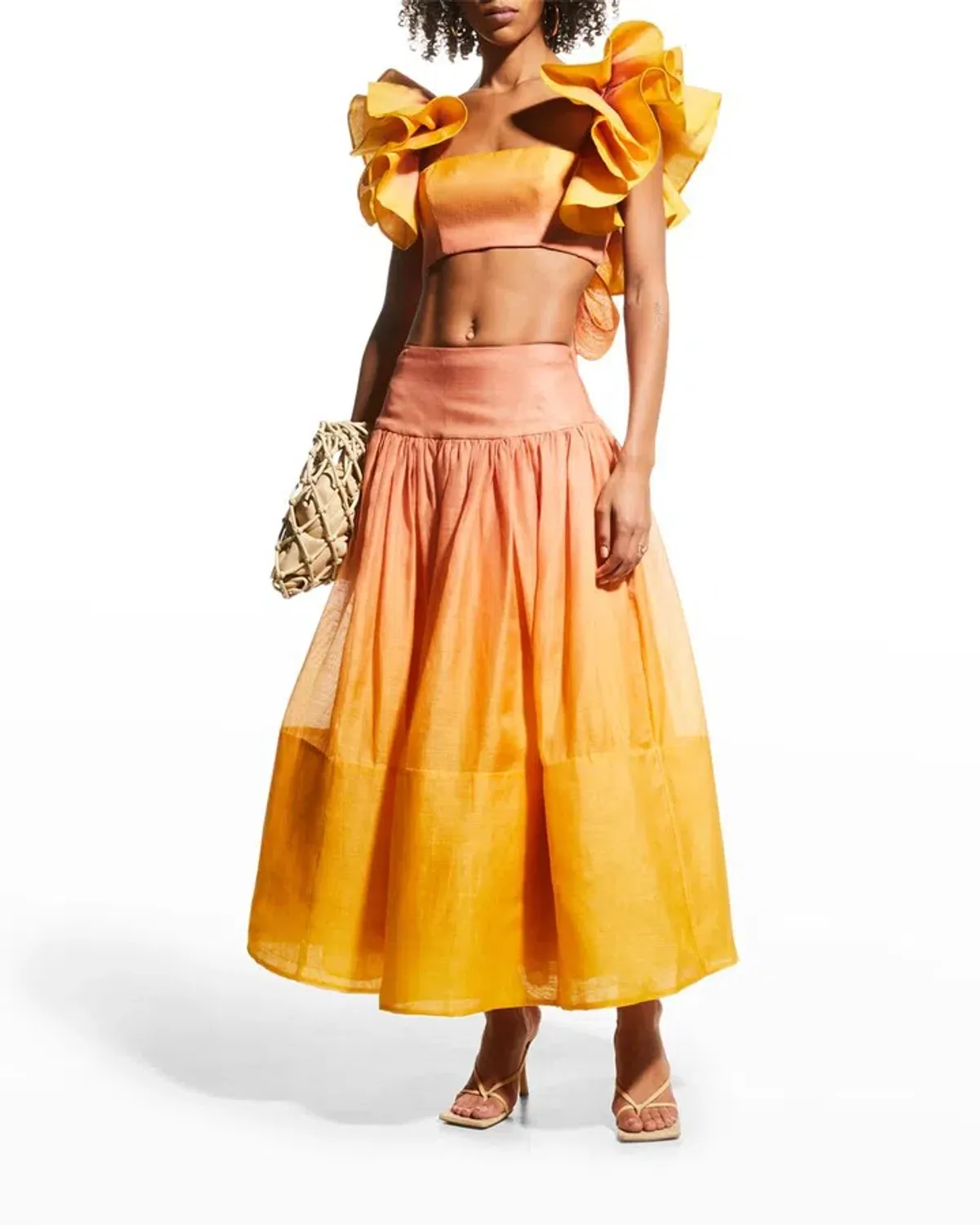Zimmermann Postcard Ruffle Bodice and Maxi Skirt Set Ombre Sunshine Size 12 - Image 1