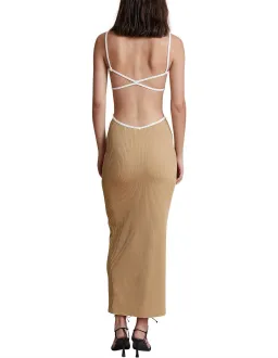 Bec & Bridge Coyote Midi Dress in Camel Beige Size 10  for rent on The Volte - image 3