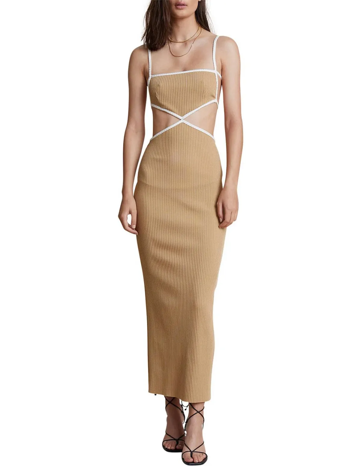 Bec & Bridge Coyote Midi Dress in Camel Beige Size 10 - Image 4