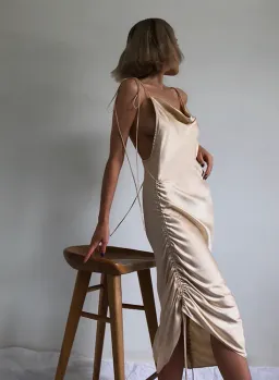 Orseund Iris Drawstring Dress Cream Size S for rent on The Volte - image 2