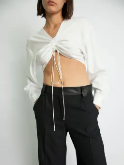 Christopher Esber Ruched Crop Shirt White Size 6  for rent on The Volte - image 2