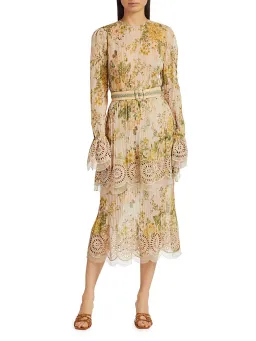 Zimmermann Amelie Pintuck Long Sleeve Midi Dress Floral Size 1 / AU 10 for rent on The Volte - image 2