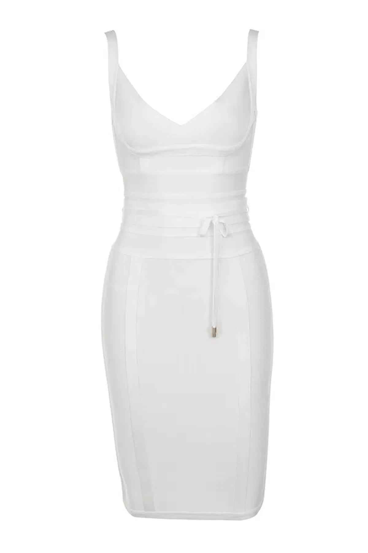 House of CB Belice Tie Waist Bandage Midi Dress White Size 6 - Image 4