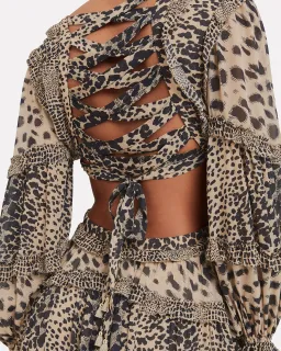 Zimmermann Allia Cut Out Midi Dress Cheetah Print Size 0 / AU 6 for rent on The Volte - image 2