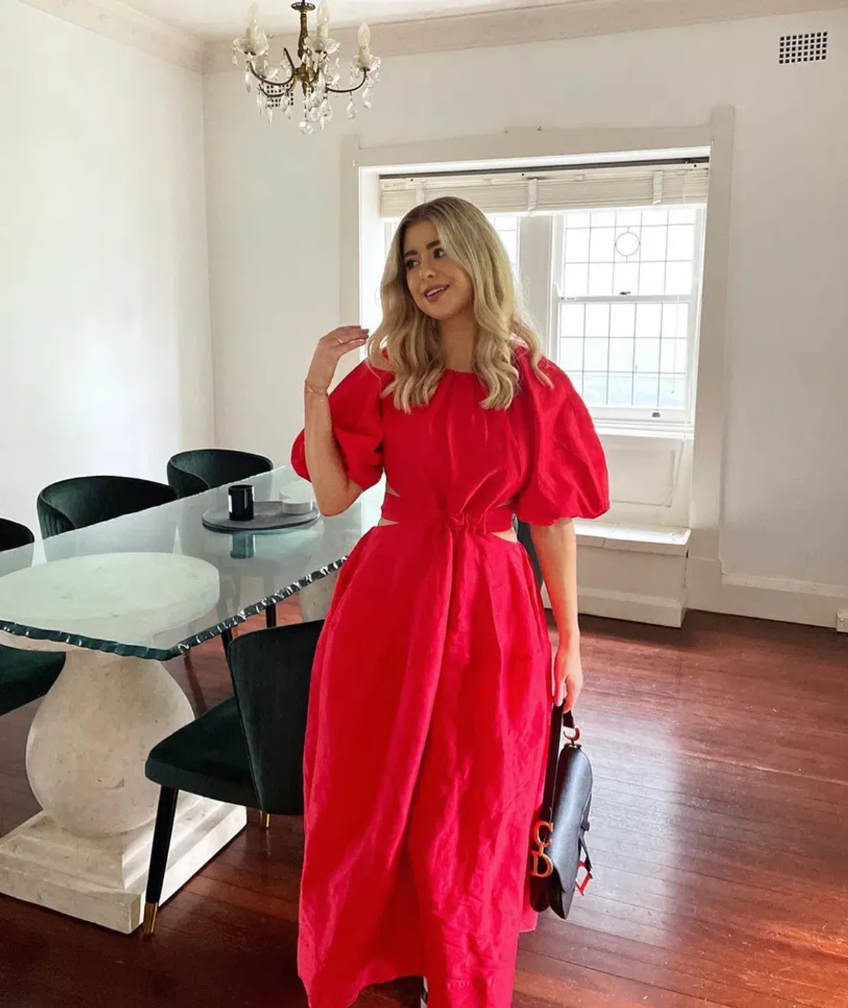 Aje Mimosa Cut Out Midi Dress Red Size 10 - Image 1