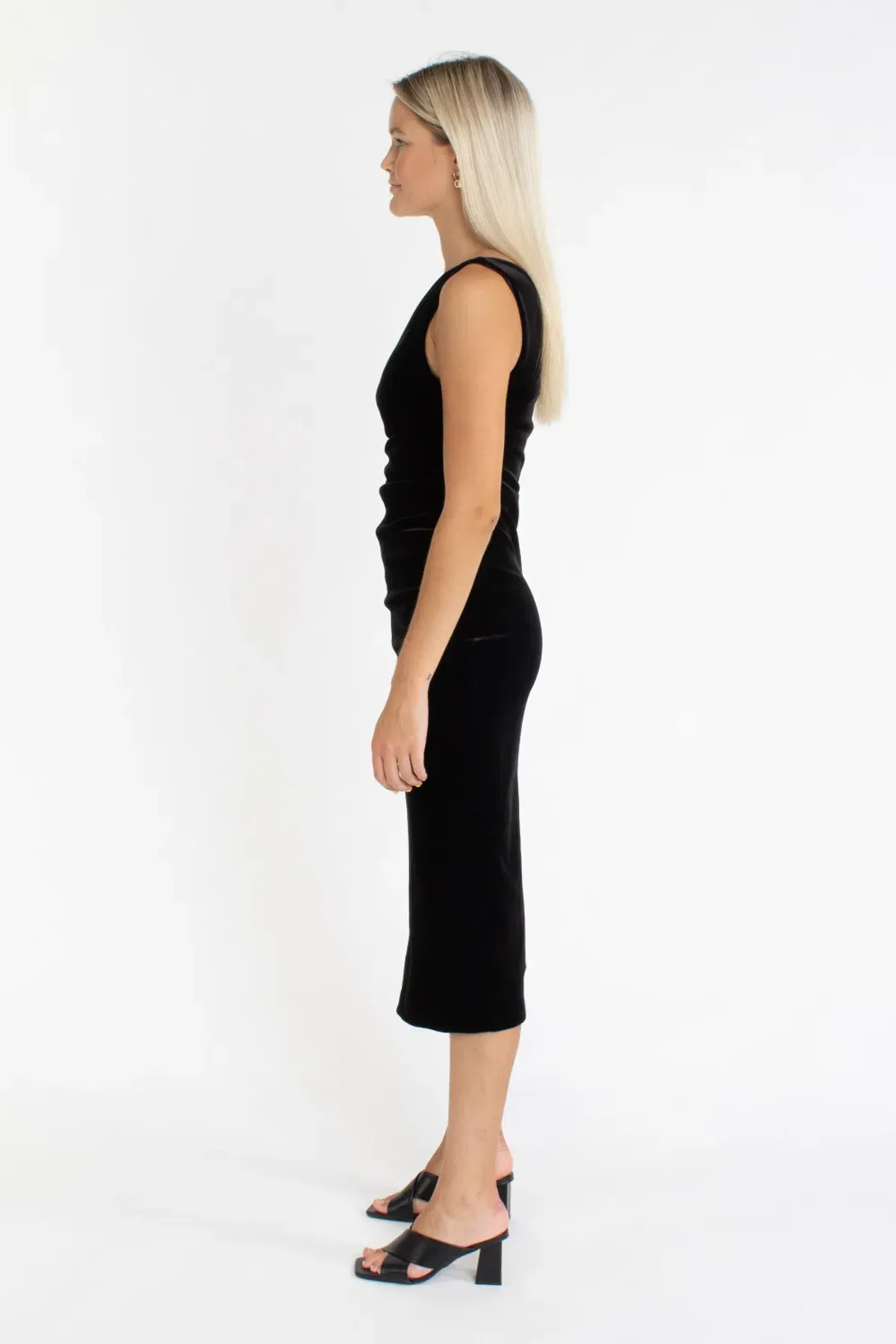 Bec & Bridge Oliviane Velvet Asymmetric Midi Dress Black Size 10 - Image 2
