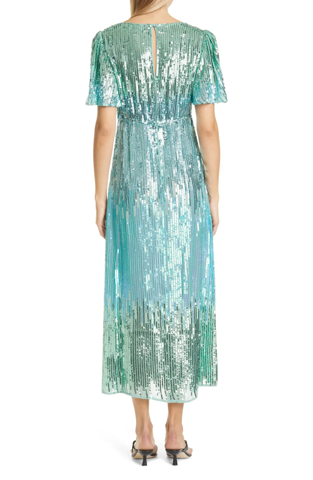 Rixo Ombré Sequin Dress Mint Green Size L - Image 2