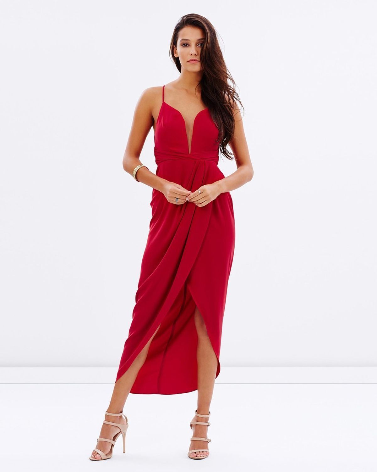 Shona Joy Plunged Cross Back Dress Size 6 - Image 1