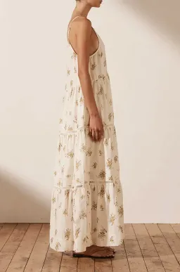 Shona Joy Lila Linen Pin Tuck Sleeveless Maxi Dress Print Size 8  for rent on The Volte - image 3