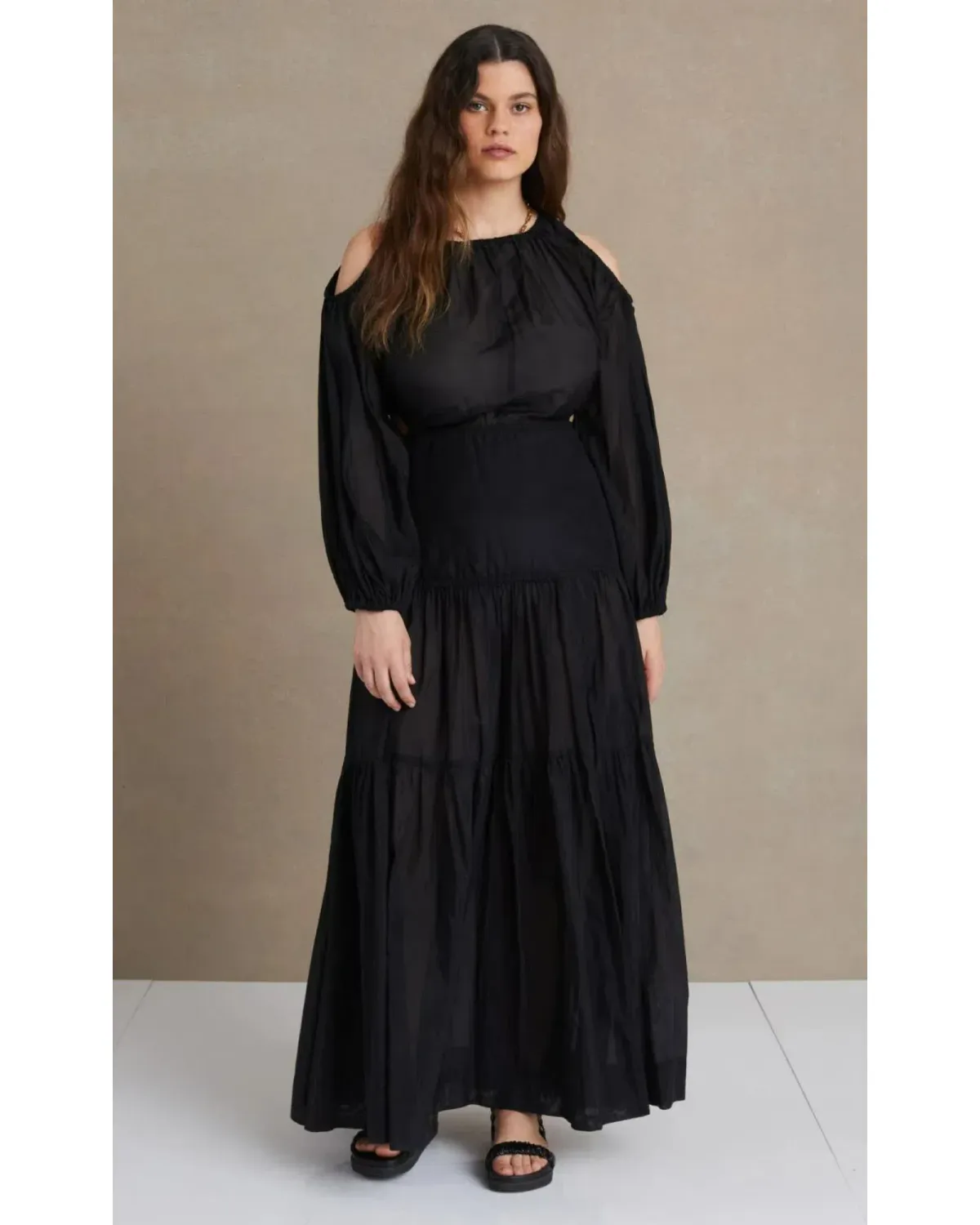 Bec & Bridge Black Papillon Long Sleeve Midi Dress Black Size AU 8 - Image 1