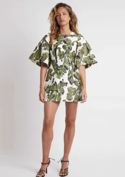Aje Oasis Olive Leaf Dress Print Size 8 for rent on The Volte - image 1