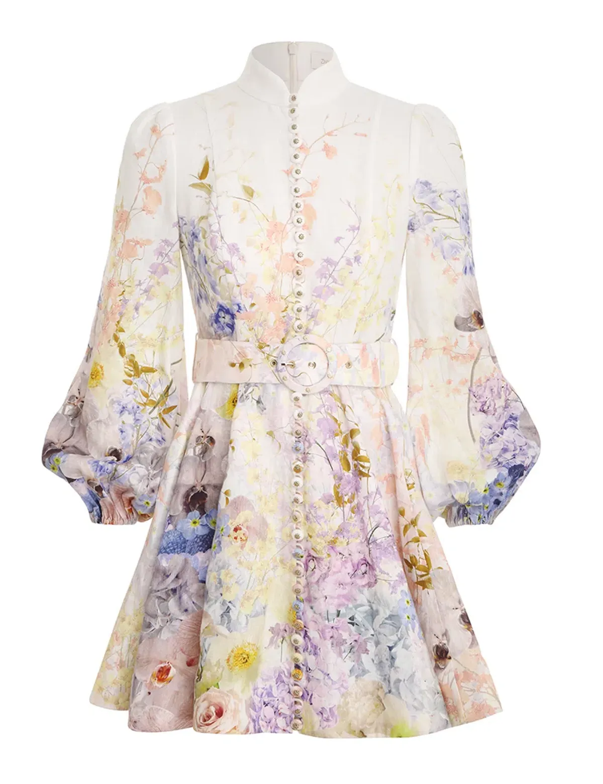 Zimmermann Rhythmic Buttoned Mini Dress Citrus Garden Print Size 2 / AU 12 - Image 3
